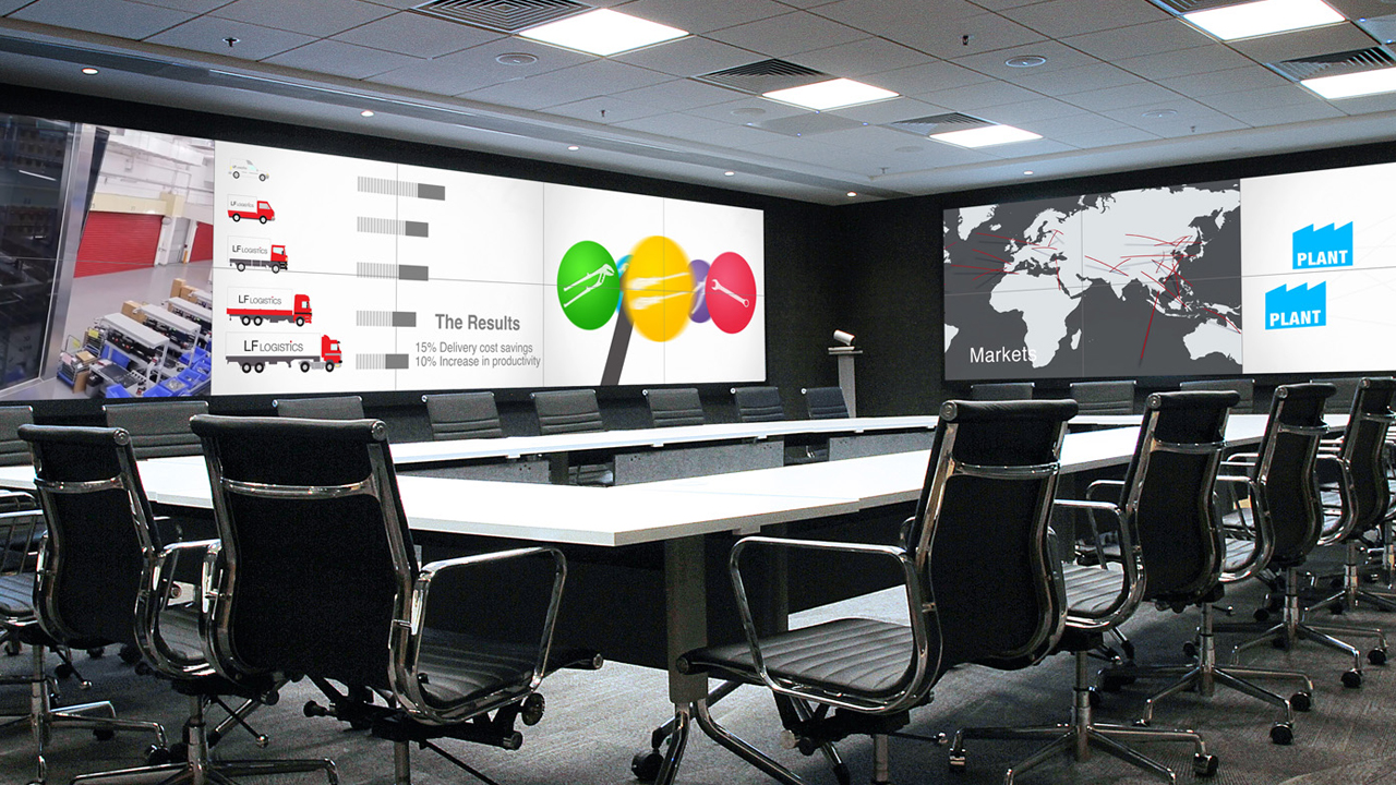 Boardroom with Large Video Wall