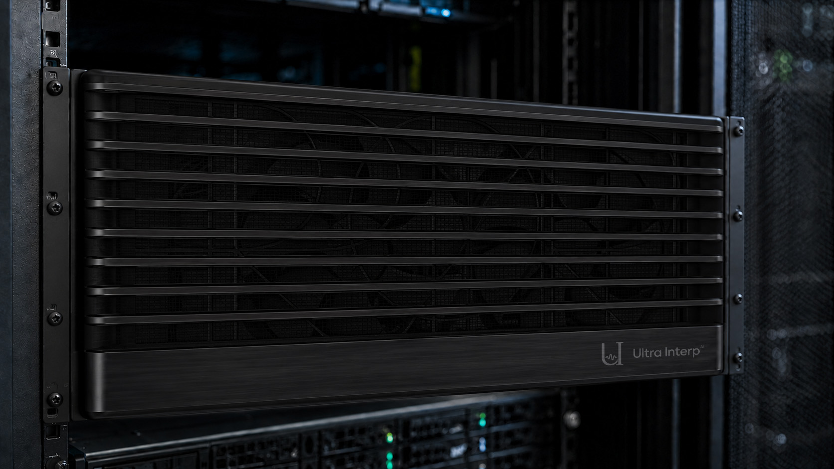 Ultra InterpAI appliance installed in an equipment rack